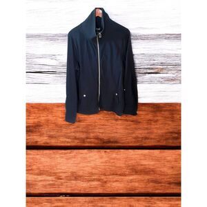 Charter Club Women's XL Navy Blue Zip Sweatshirt Jacket Roll Tab Casual